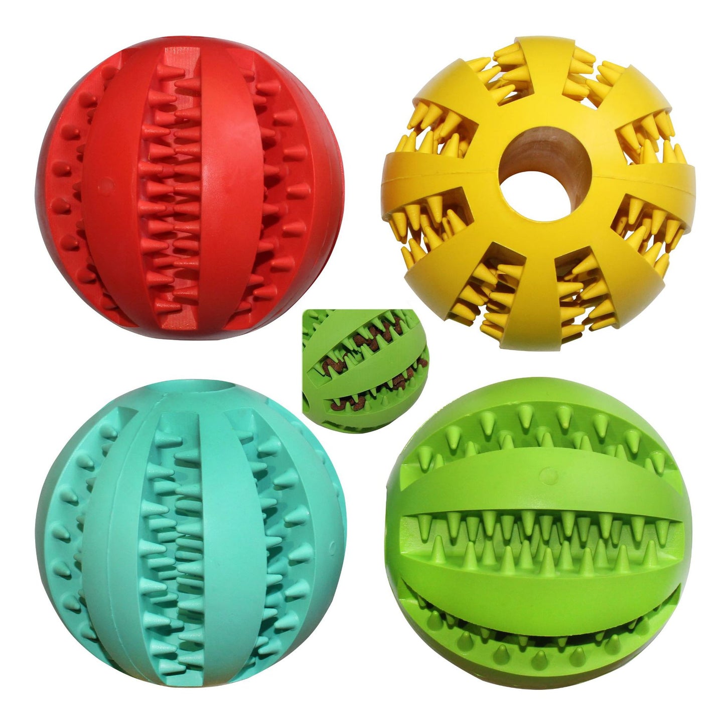 Treat Dispensing Balls for Pets, Nontoxic Rubber Interactive Dog Toys